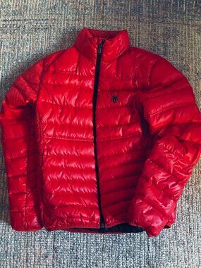 Spyder Men's S Timeless Packable Real Duck Down Puffer Jacket Red Excellent